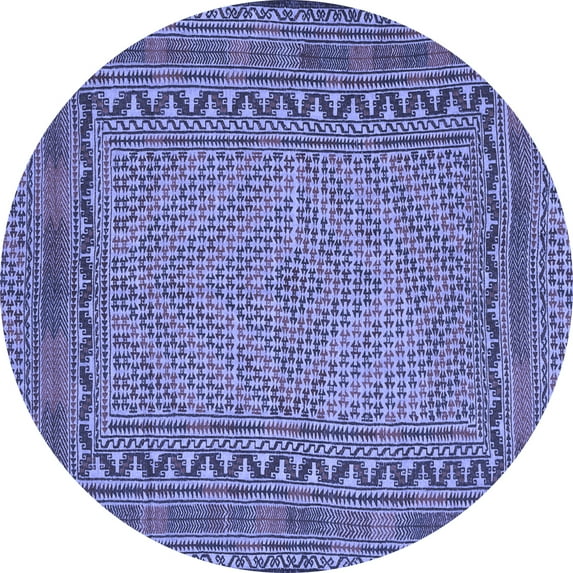 Ahgly Company Machine Washable Indoor Round Southwestern Blue Country Area Rugs, 8' Round