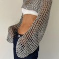 thumbnail image 5 of Top corto de crochet de manga larga para verano, tejido de punto, malla hueca, para mujer, 2024, tops de crochet Y2k, jersey de calle, 5 of 5