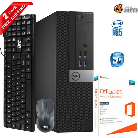 Restored Dell 7040 SFF Computer Core i5 6th 3.4GHz 16GB Ram, 500 GB HDD, Office 365, Keyboard and Mouse, Wi-Fi, Win10 Pro Desktop PC (Refurbished)