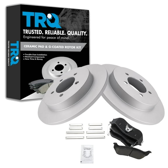 TRQ Rear Brake Pad & Rotor Kit Brake Pads Brake Rotor Ceramic Premium G-Coated Fits Select 2006-2010 Ford Explorer 2007-2010 Explorer Sport Trac Mercury Mountaineer