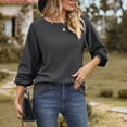 thumbnail image 4 of IMENGL Long Sleeve Shirts for Women Casual Knit Loose Fit Length Relaxed Fit Daily Wear Fall Weekend Travel Layering T-Shirt Soft Women's Basic Tee Long Sleeve Tops,Gray, 4 of 6