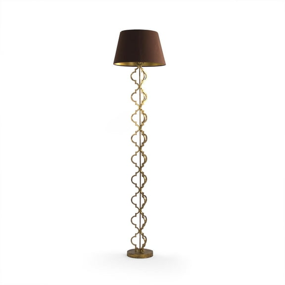 Byron Traditional Coffee and Brass Floor Lamp