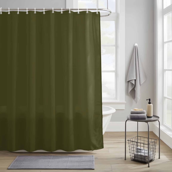 Bathroom Shower Curtain Minimalist Art Solid Color Waterproof Shower Curtains with Hooks, Pure Olive Dark Green Bath Curtains Bathtub Curtain Home Decor 36x72in