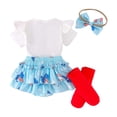 thumbnail image 4 of UngA Baby Fourth of July Outfit Girl Ruffle Romper+Bloomers Tutu Skirt+Socks+Headband 4Pcs Infant Newborn Clothes Set (White,12-18 Months), 4 of 7