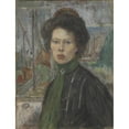 thumbnail image 2 of Anders Castus Svarstad 15x18 Gold Ornate Wood Frame and Double Matted Museum Art Print Titled - Portrait of the Swedish Painter Tora Holmstrom (1907), 2 of 4