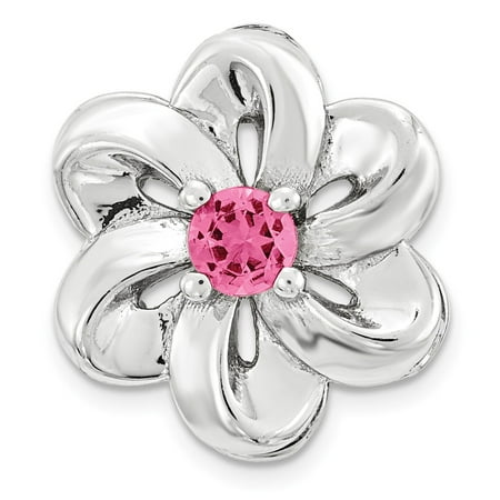 - Sterling Silver, Cr. Pink Sapphire Stackable Small Flower Slide, 12mm
