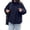 Navy, variant on Womens Loose Crop Pea Coat Wool Blend Short Overcoat Casual Stand Collar Winter Outerwear