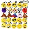 Dreampark Emoji Keychain Mini Cute Plush Pillows, Key Chain Decorations, Kids Party Supplies Favors, 2" Set of 25
