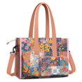 colorful floral patchwork patternLarge Teacher Tote Bag with Laptop ...
