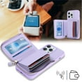thumbnail image 2 of iPhone 13 pro max Phone case Wallet with Zipper Card Holders for Women, iPhone 13 pro max Case Wallet with Credit Card with Ring Kickstand Zipper Stand Case for iPhone13promax - Lilac, 2 of 18