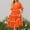 Orange, variant on Women Summer Dresses Short Sleeves Maxi Dresses Solid Color Boho Long Dresses Pantsuit for Women Womens Summer Casual Dresses Casual Belted Dresses for Women Stripped Dress Woman Short Wrap Dress