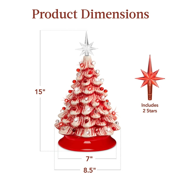 Best Choice Products 15in Pre-lit Ceramic Christmas Tree w/ Cord, Hand-Painted  Decoration - Peppermint Candy Cane