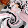 thumbnail image 5 of Manfei Chic Stripes Ombre 7-Piece Twin Bedding Sets, Pink Abstract Swirl Bedding Comforter Set, Teens Kids Adult Men Women Reversible Sheet Sets, Microfiber Bedroom Decor, 5 of 8