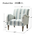 thumbnail image 4 of Stripe Armchair Upholstered Wooden Legs Accent Chair for Home Living Room Bedroom Adult Blue Stripe, 4 of 9