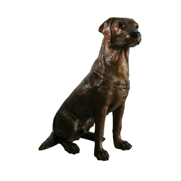 Nifao Large Bronze Labrador Retriever Dog Statue in Sitting Pose – Home Decor Sculpture, 28"L x 19"W x 31"H
