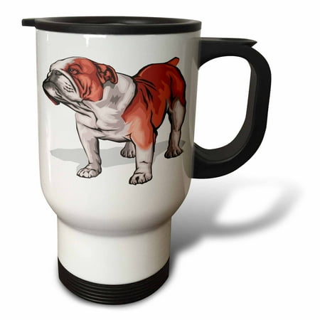 

3dRose Cute and Cuddly Canine English Bulldog Travel Mug 14oz Stainless Steel