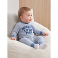 thumbnail image 6 of Loicainy Infant Baby Boy Fall Clothes Set 3 6 12 18 Months Waffle Letter Embroidery Long Sleeve Romper and Pants Outfits, 6 of 9