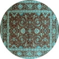 thumbnail image 1 of Ahgly Company Indoor Round Oriental Light Blue Industrial Area Rugs, 8' Round, 1 of 4