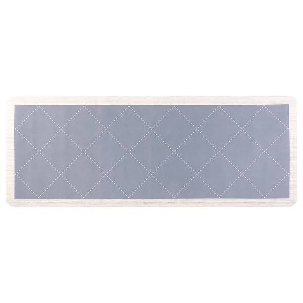 Alfombra de cocina geométrica REGALWOVEN, tapete de cocina acolchado anti-fatiga, alfombra cómoda y a prueba de agua antideslizante azul 18" x 48"