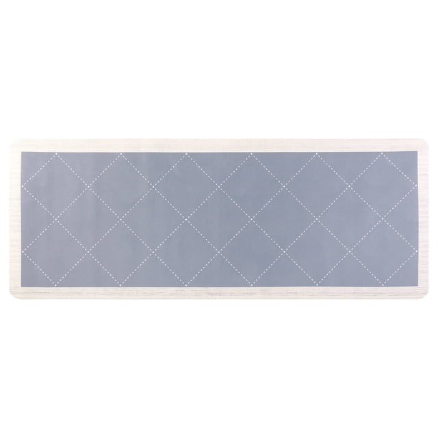 Alfombra de cocina geométrica REGALWOVEN, tapete de cocina acolchado anti-fatiga, alfombra cómoda y a prueba de agua antideslizante azul 18" x 48"