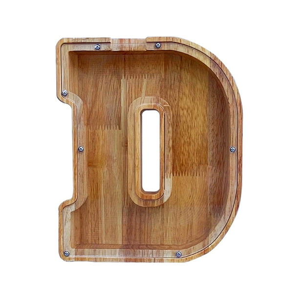 Tarro de Ahorros de Carta Inglesa de Madera,Banco de Monedas de Vidrio Transparente con Frente Visible,Caja de Dinero para Regalo de Navidad de Cumpleaños