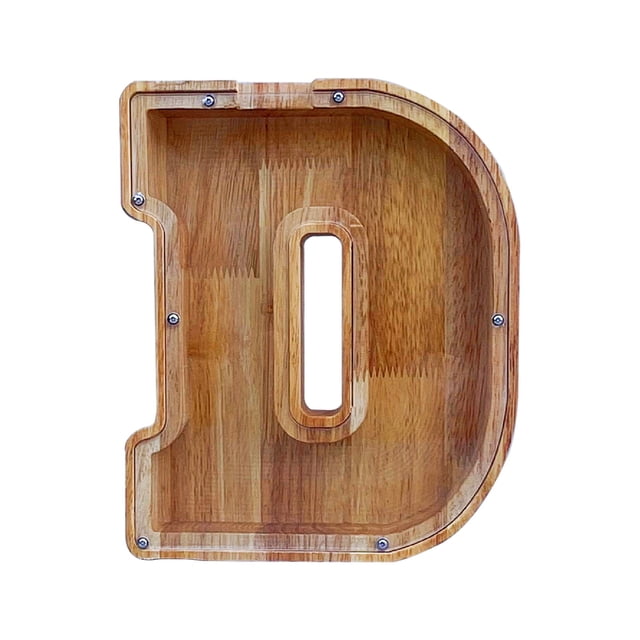 Wooden English Letter Savings Can with Transparent Glass Front for Coin Storage