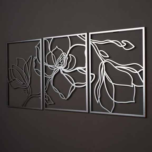 Floral Line Metal Wall Art Set of 3