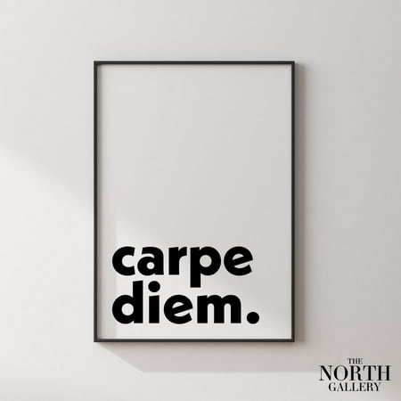 PosterArt Carpe diem Poster Print, Typography Print, Quotes About Life, Trendy Wall Art, Shared Room Ideas, Fine Art Print, Size 8x12 UNFFRAMED