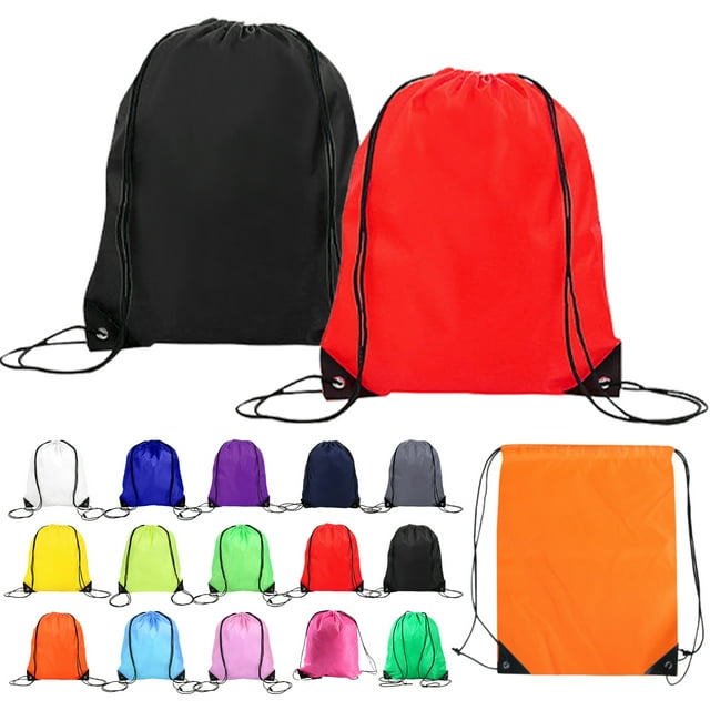Muka Polyester Drawstring Backpack Bags Sports Cinch Sack Gym String Bags with PU Reinforced Corners-Green