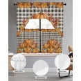 thumbnail image 2 of Orange Pumpkin Swag Kitchen Curtains Sets for Windows 24 Inch Length, Thanksgiving Maple Leaf Botanical Black Plaid Short Window Curtain Swags Valances and Tiers 3 Piece Set for Cafe/Dining Room, 2 of 5
