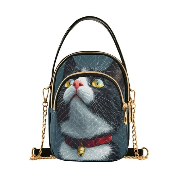 ALAZA Chain Crossbody Bags for Women Cat Shoulder Handbag Phone Purse