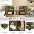 thumbnail image 4 of MALOL Modern Velvet Accent Chair, Upholstered Barrel Side Chair, Comfy Round Upholstered Arm Chair with 3 Legs for Living Room, Bedroom, Reading, Green, 4 of 15