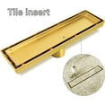 thumbnail image 5 of Neodrain Brushed Brass 12-Inch Linear Shower Drain- with 2-in-1 Flat & Tile Insert Cover, 304 Stainless Steel Rectangle Shower Floor Drain,Floor Shower Drain, 5 of 6