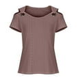 thumbnail image 6 of Jsaierl Cold Shoulder Tops for Women 2025 Summer Hollow Out Eyelet Short Sleeve T Shirts Going Out Blouses Ladies Tunic, 6 of 7