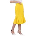 thumbnail image 4 of INSPIRE CHIC Women's Elegant Fishtail Skirt High Waist Belted Work Midi Mermaid Skirts L Yellow, 4 of 5