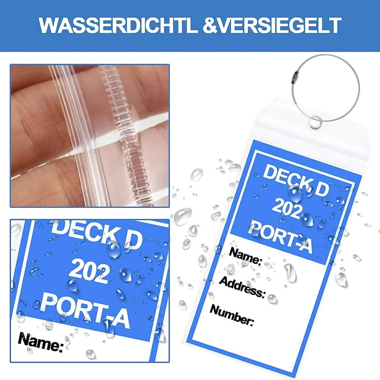 Cruise Luggage Tag Holder (6 Pack)， Weather Resistant Pvc Zip
