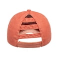 thumbnail image 5 of Toptie Women 3-Stripe Ponytail Baseball Cap Distressed Washed Messy High Bun Ponytail Hat-Orange, 5 of 7