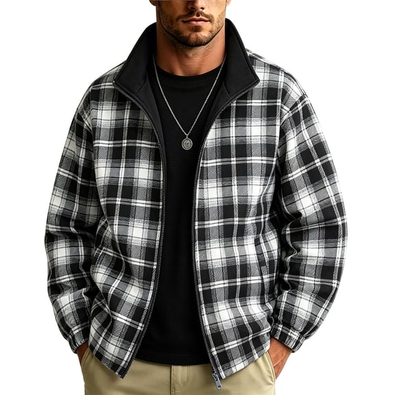 YUGYXL Reversible Jacket for Men Dress Fitted Jackets Business Casual Coats Zip Up Outwears Black Jackets