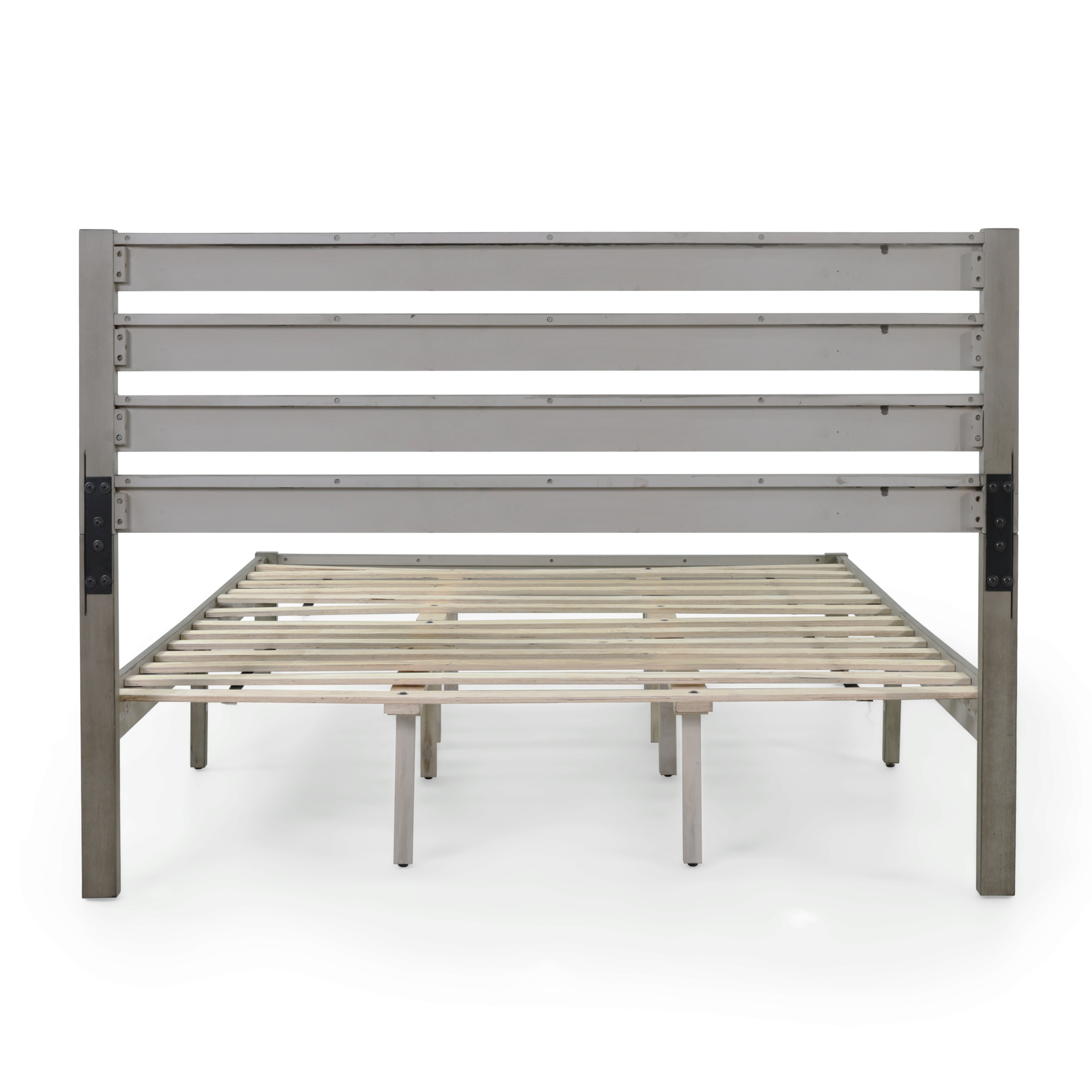 Noble House Kaylin Queen Size Bed with Headboard, Natural and Gray Finish