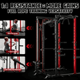 thumbnail image 2 of MITONOS Multi-Functional Squat Rack with LAT Pulldown System Exercise Power Cages with Barbell, Metal Red, 2 of 8