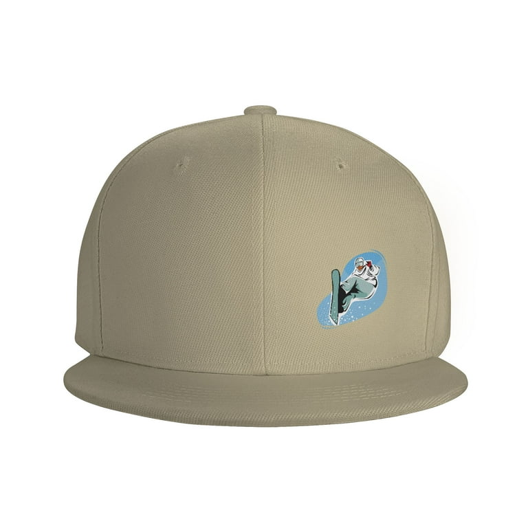 DouZhe Flat Brim Cap Snapback Hat, Sports Snowboarder Prints Adjustable  Yellow Adult Baseball Cap 