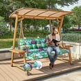 thumbnail image 5 of Porch Swing Cushions, Swing Cushions 3 Seater Replacement with Backrest, Thicken 4" Waterproof Bench Pad Cushions, Outdoor Loveseat Cushions Non-Slip Chairs Pad (Green Flowers), 5 of 6