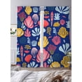 thumbnail image 4 of Summer Ocean Sheer Curtains 96 Inch Long 2 Panels, Yellow Shell Coral Nautical Blue Background Light Filtering Rod Pocket Curtains, Sheer Voile Drapes for Living Room Bedroom, 52"x96", 4 of 8