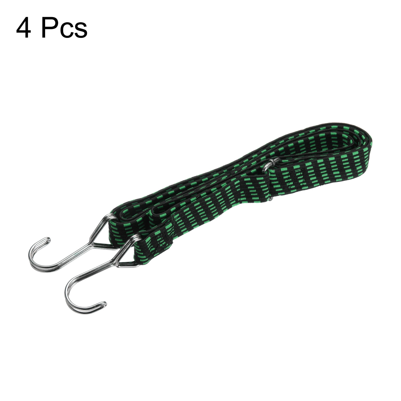 Uxcell 4Pcs Bungee Cord with Hooks 78" Latex Bungee Cords for Outdoor Camping Straps, Black Green