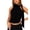 Black, variant on Women's Fashion Bow Cold Shoulder High Neck Sleeveless Top Casual Vest Yellow M