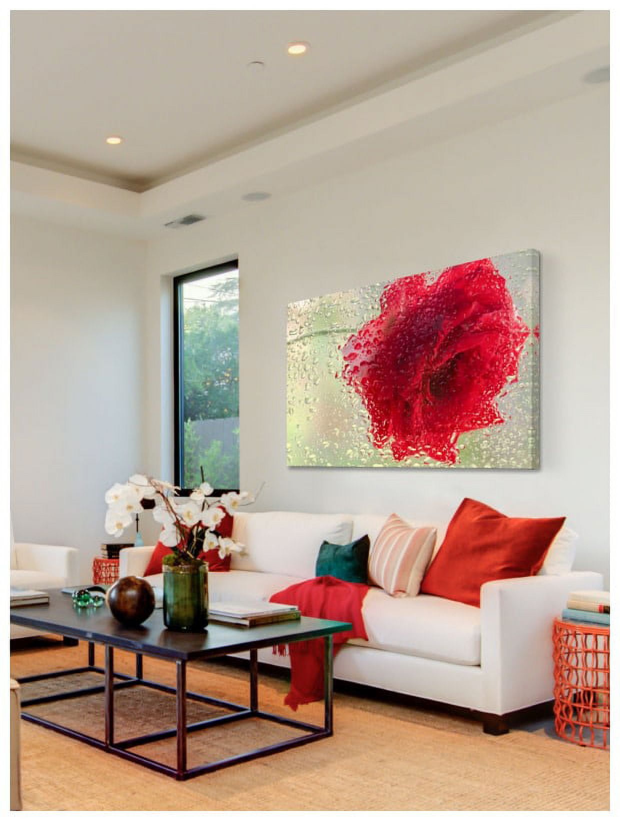 Marmont Hill "Red Rose in a Light Rain" Painting Print on Canvas