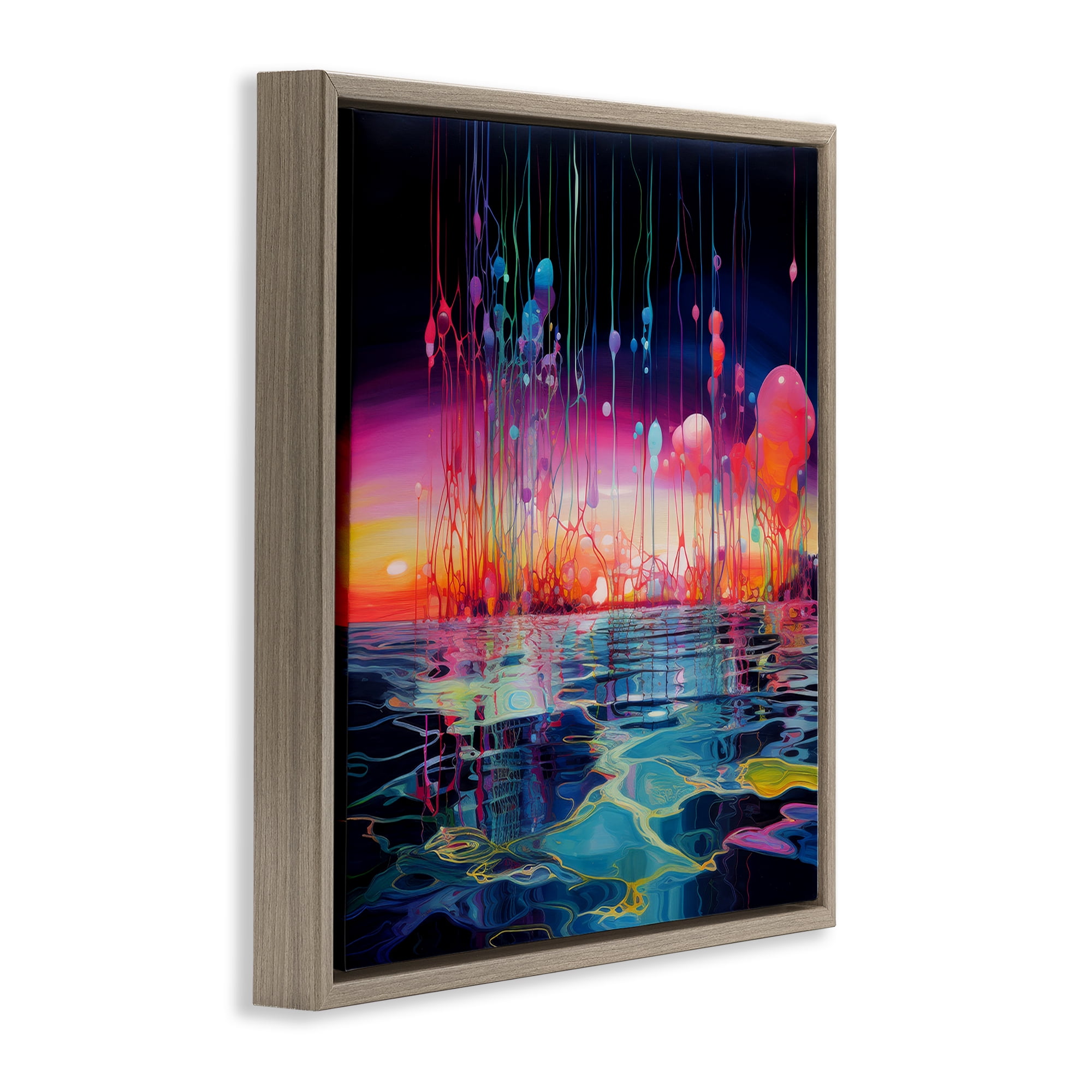 Stupell Industries Abstract Coastal Landscape Abstract Painting Brown Floater Framed Canvas Art Print Wall Art, 25 x 25