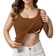 thumbnail image 5 of Women's Fashionable Casual Padded Tank Top Without Wire Bra Cup Integrated Tank Top Suspenders, Beige Size: S-2Xl, 5 of 6