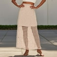 thumbnail image 2 of Gbsyewxs Womens Skirts Midi Skirt High Elastic Waist Hollow Out Layered Solid Color Beach Summer Women'S Skirts Beige, 2 of 6