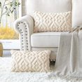 thumbnail image 1 of lote De 2 Doux Peluche Laine Courte Velours Dcoratif Housses De Coussin Luxe Style Pour Canap Chambre - Modernes Forme De Diamant Beige, 30 X 50 Cm, 1 of 5